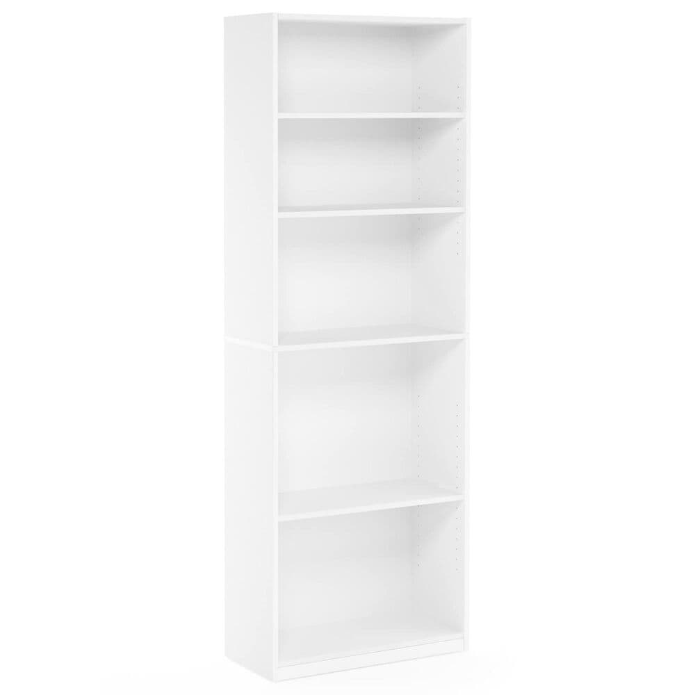 HOMLUX 5-Tier Display Bookshelf with Adjustable Shelves in White, , large