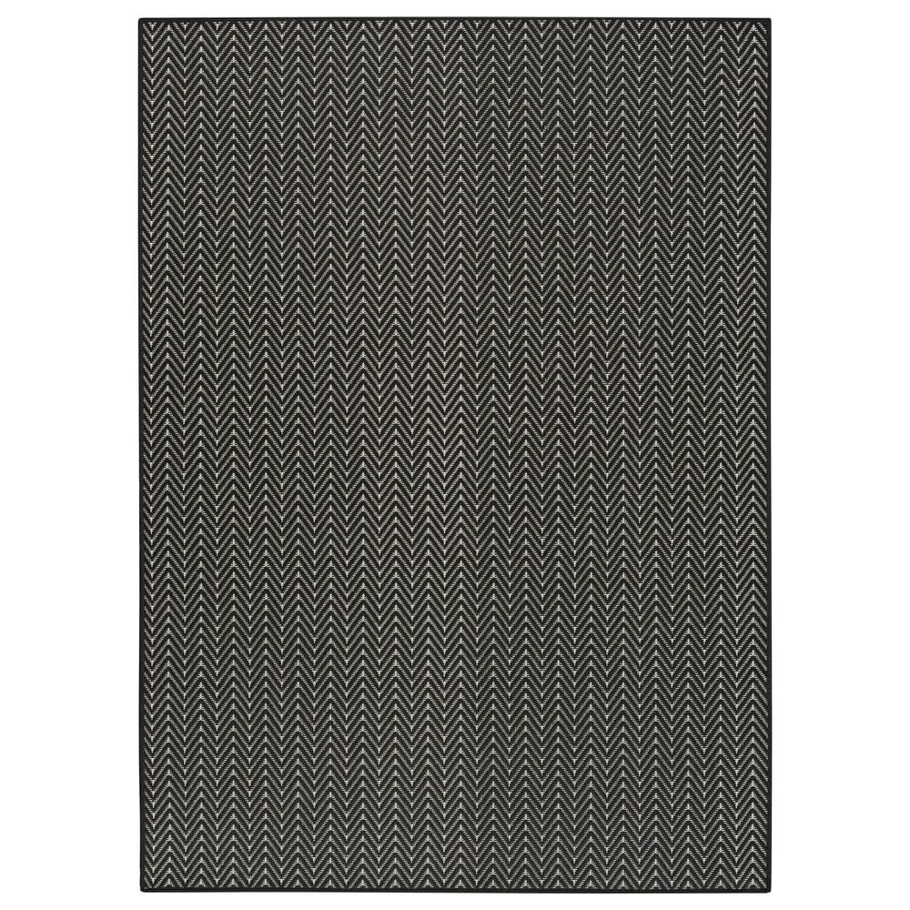 Nourison Horizon HOZ02 Black 6" x 9" Indoor/Outdoor Area Rug, , large