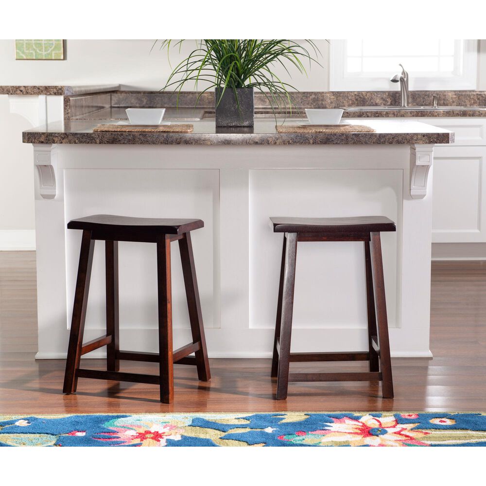 Linon Home Decor Saddle Counter Stool in Dark Brown, , large