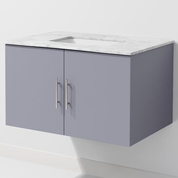 Lexora Home Geneva 30" Single Bathroom Vanity in Dark Grey with 2 cm White Carrara Marble Top and Rectangular Sink, , large