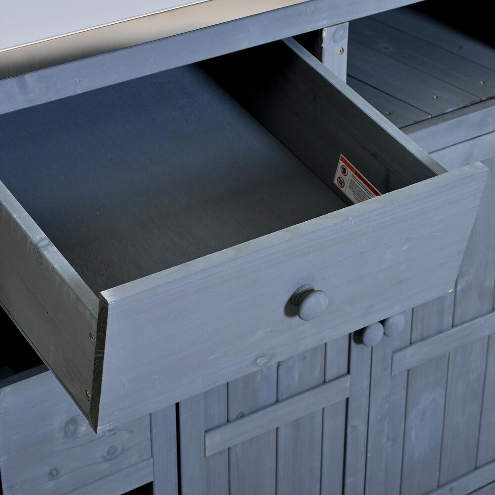 HOMLUX 41.9" Outdoor Extendable Kitchen Island in Gray, , large