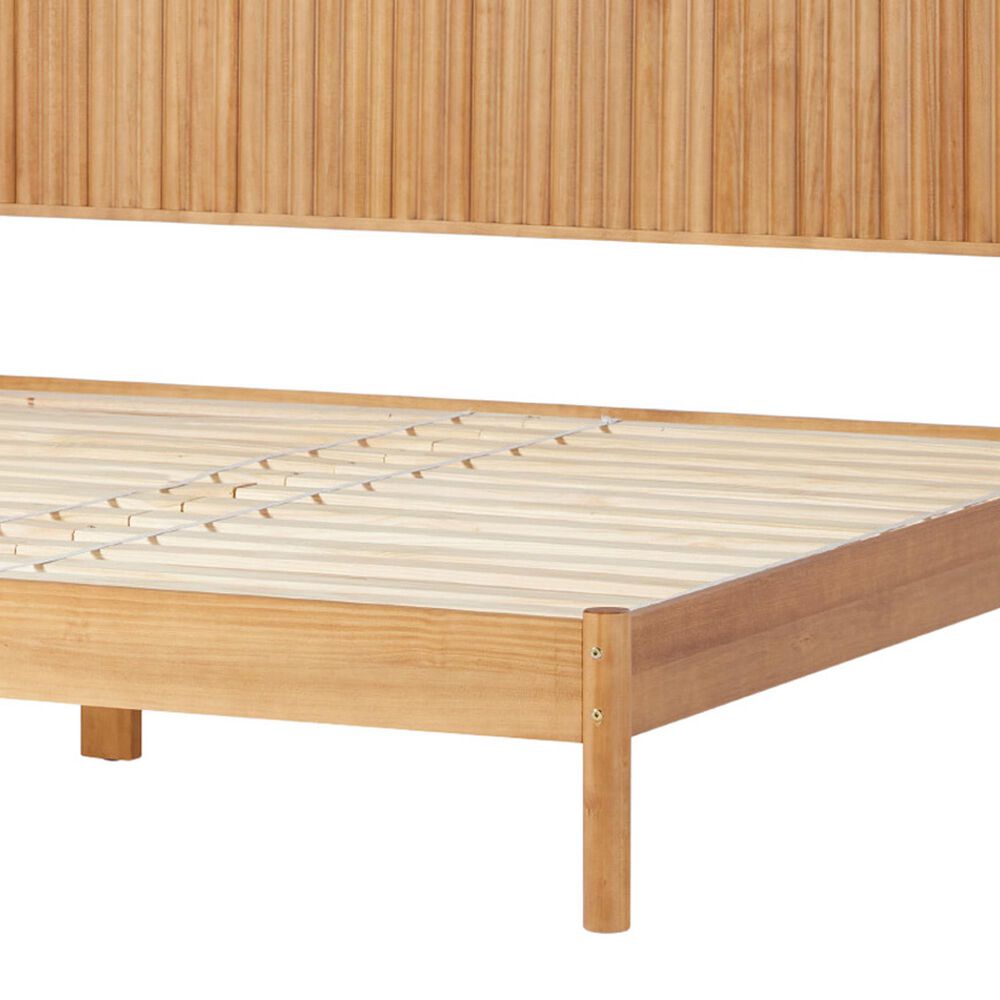 Walker Edison Paris King Platform Bed with Reeded Headboard in Blonde, , large