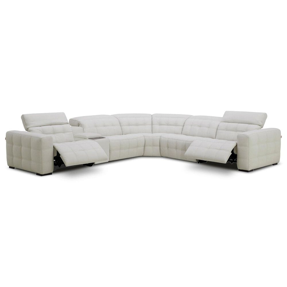Interlochen 6-Piece Leather Power Reclining Sectional with Power Headrests in Bowden Frost, , large