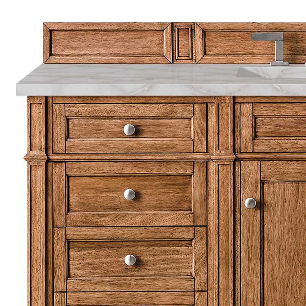 James Martin Vanities Brittany 60" Single Bathroom Vanity in Saddle Brown with 3 cm Victorian Silver Quartz Top and Rectangular Sink, , large