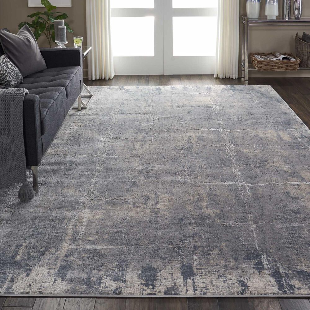 Nourison Rustic Textures RUS06 9&#39;3&quot; x 12&#39;9&quot; Grey and Beige Area Rug, , large