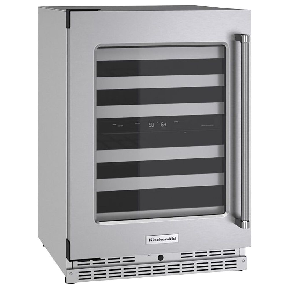 KitchenAid 24&quot; Undercounter Wine Cellar with Left Hinge, Metal-Front Racks in Stainless Steel, , large