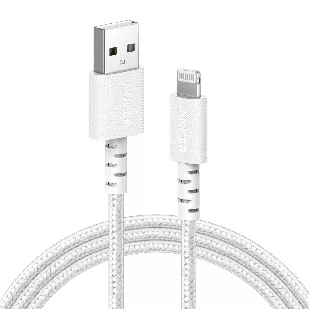 Anker 6" Braided USB-A to Lightning Cable in White, , large