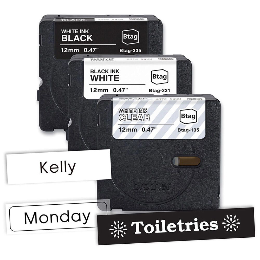 Brother 3-Pack 12mm x 4m P-touch Btag Assorted Label Tape, , large