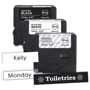 Brother 3-Pack 12mm x 4m P-touch Btag Assorted Label Tape, , large