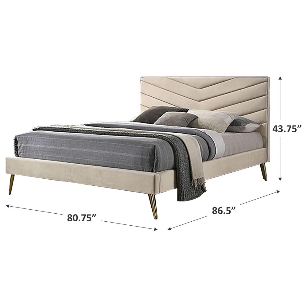 Furniture of America Vivar King Upholstered Bed in Beige, , large