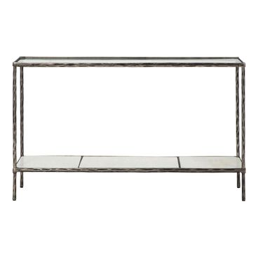 Millennium Ryandale Console Sofa Table in Antique Pewter and White Marble, , large