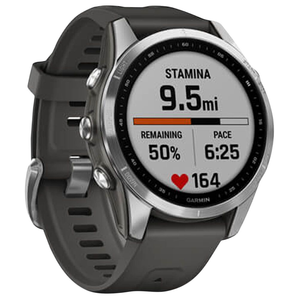 Garmin Fenix 7S Standard Edition Smartwatch in Silver with Graphite Band, , large