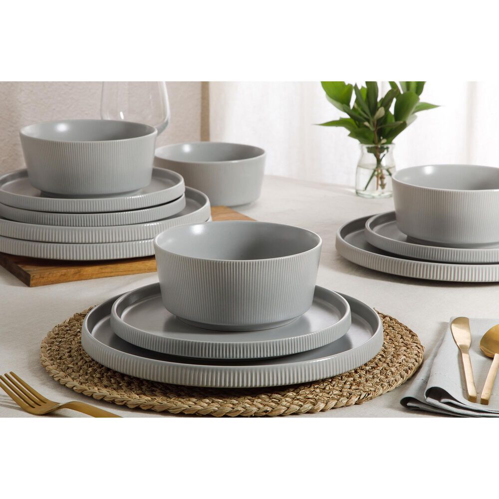 Gibson Homewares Dempsey Road 12-Piece Dinnerware Set in Matte Grey, , large