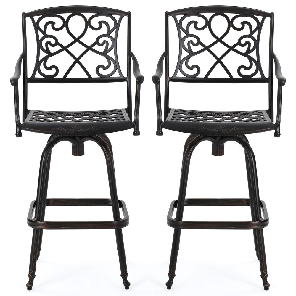 Noble House Santa Maria Patio Barstool in Bronze &#40;Set of 2&#41;, , large