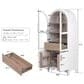 HOMLUX 71" Tall Arched Kitchen Pantry Cabinet with Door Shelves, Farmhouse Kitchen Storage Cabinet with Open & Adjustable Shelves, Hidden Drawer & Glass Door, Cupboard for Kitchen, Dining Room, White, , large