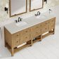 James Martin Breckenridge 84" Double Bathroom Vanity in Light Natural Oak with 3 cm Eternal Jasmine Pearl Top and Rectangular Sinks, , large