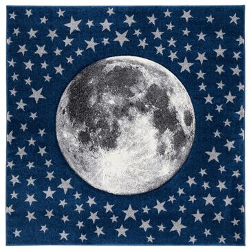 Safavieh Carousel Outer Space 6"7" Square Navy and Grey Kids  Area Rug, , large