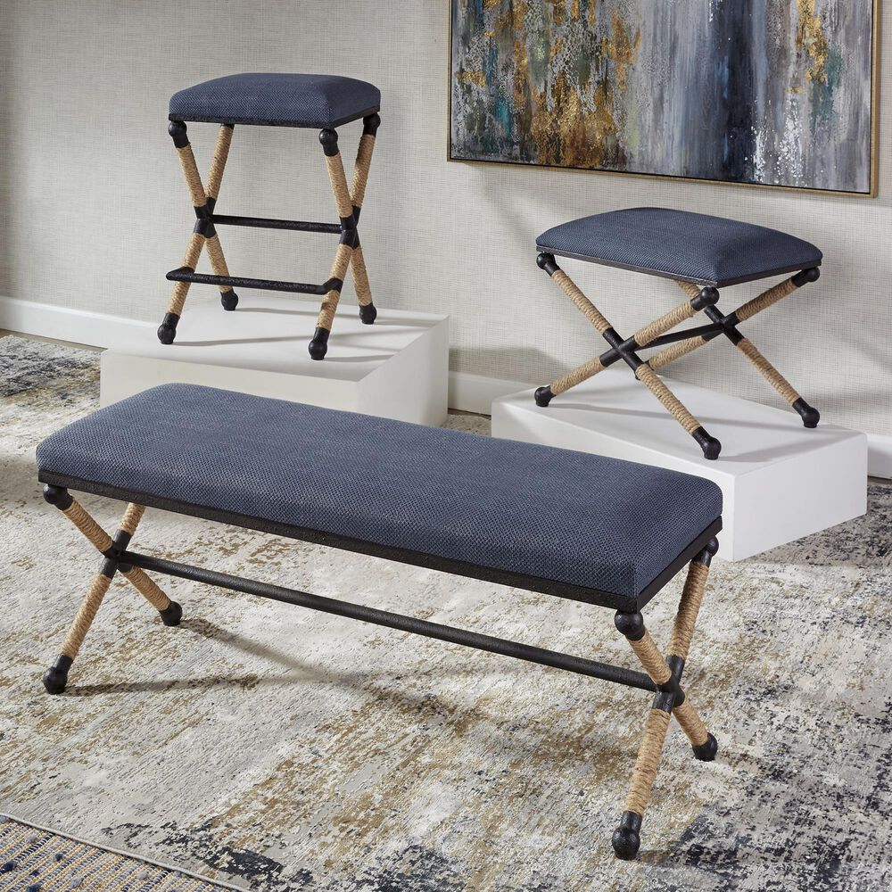 Uttermost Firth Bench in Navy Blue, , large