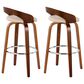 LumiSource Grotto 30" Swivel Barstool with Cream Faux Leather Upholstery in Walnut and Chrome (Set of 2), , large