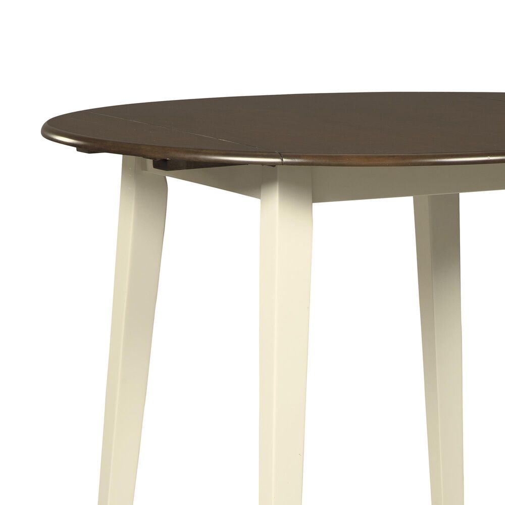 Ashley Woodanville Round Dining Table with 2 Drop Leaves in Cream and Brown - Table Only, , large