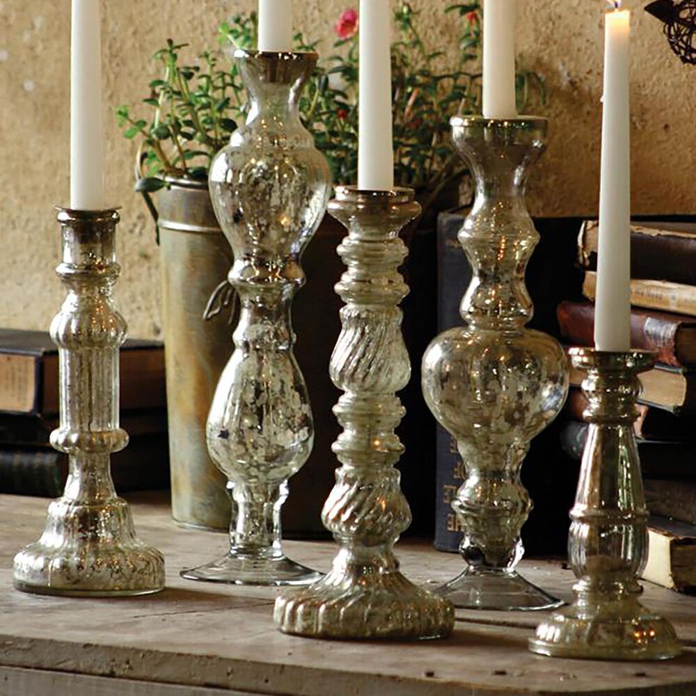 Kalalou Candleholders in Antique Silver (Set of 5), , large
