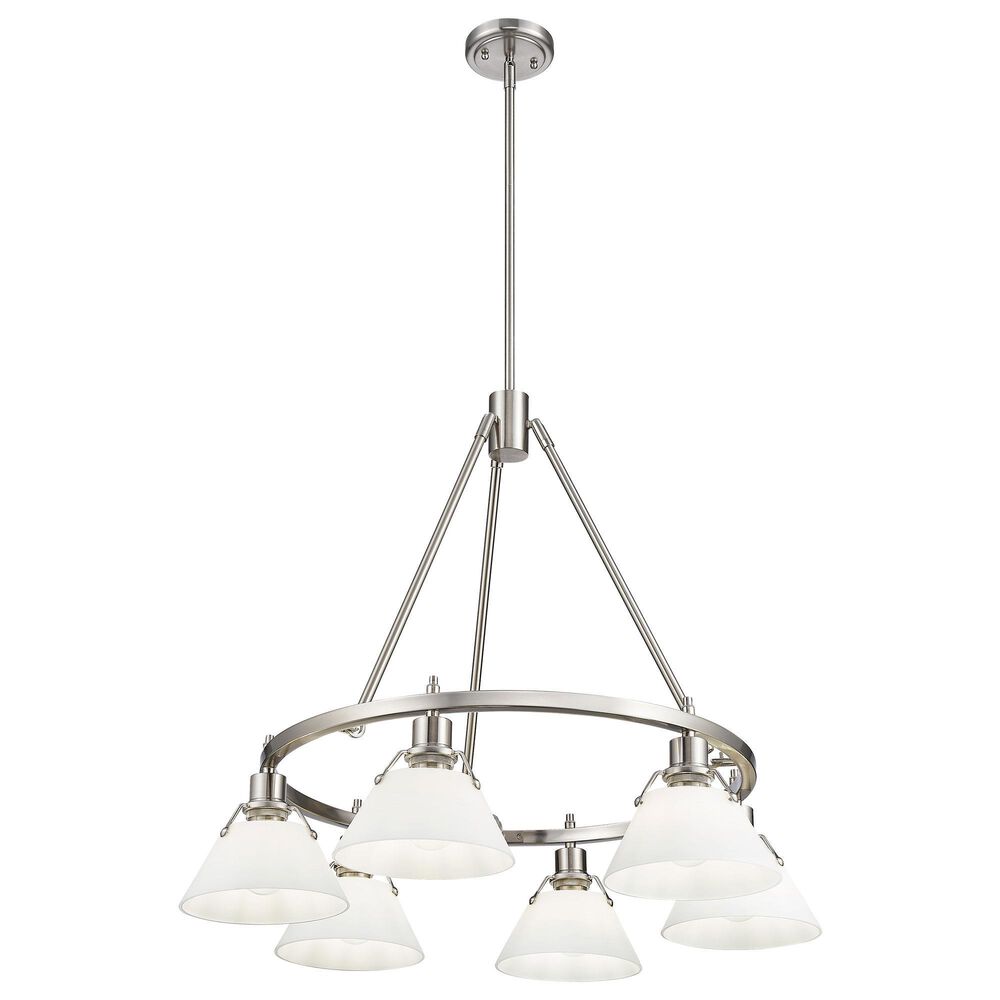 Golden Lighting Orwell 6-Light Chandelier with Opal Glass Shade in Pewter, , large