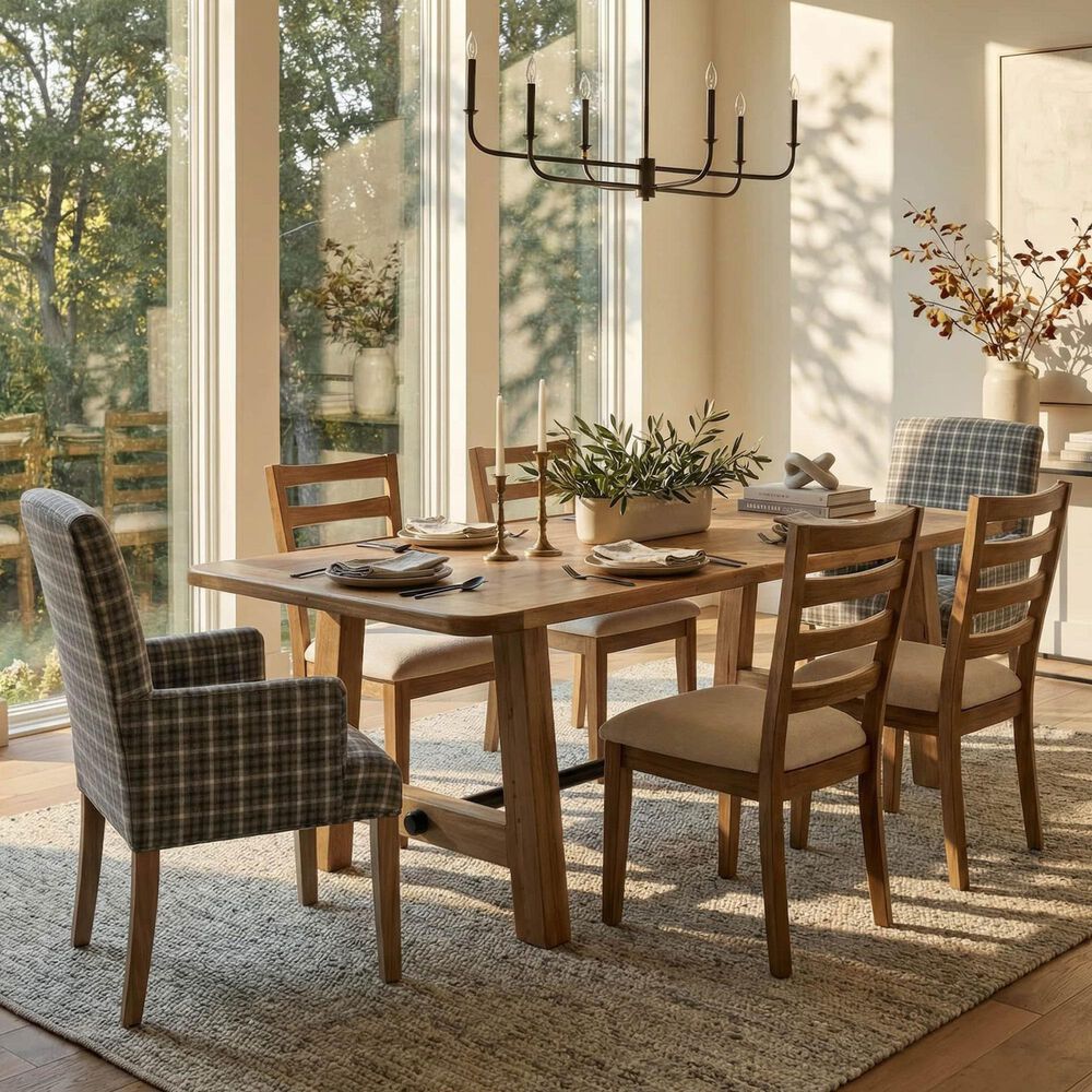Arista Wood Fulton 7-Piece Rectangular Dining Set in Sandstone, , large