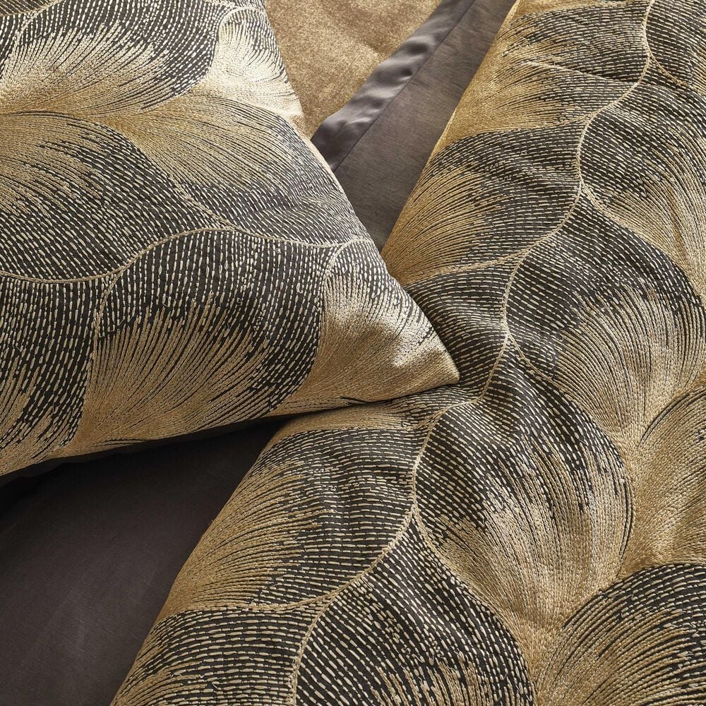 Ann Gish Fan Padded Throw in Umber and Gold, , large