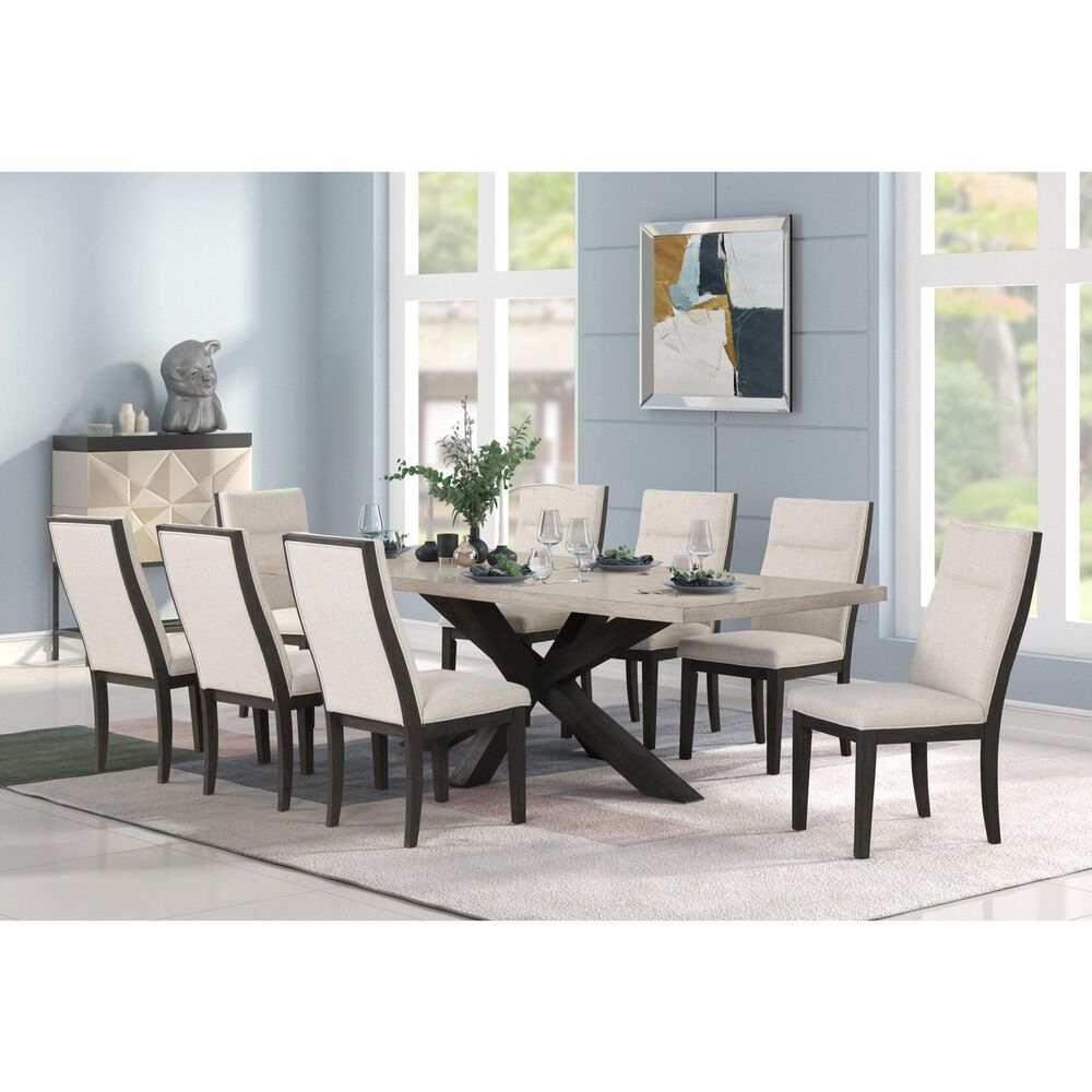 Lifestyle 7-Piece Rectangular Dining Set in Dark Cherry and White, , large