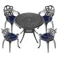Hearth and Haven Outdoor Aluminum Dining Table with Umbrella Hole and Anti-Slip Foot Pad, Black, , large