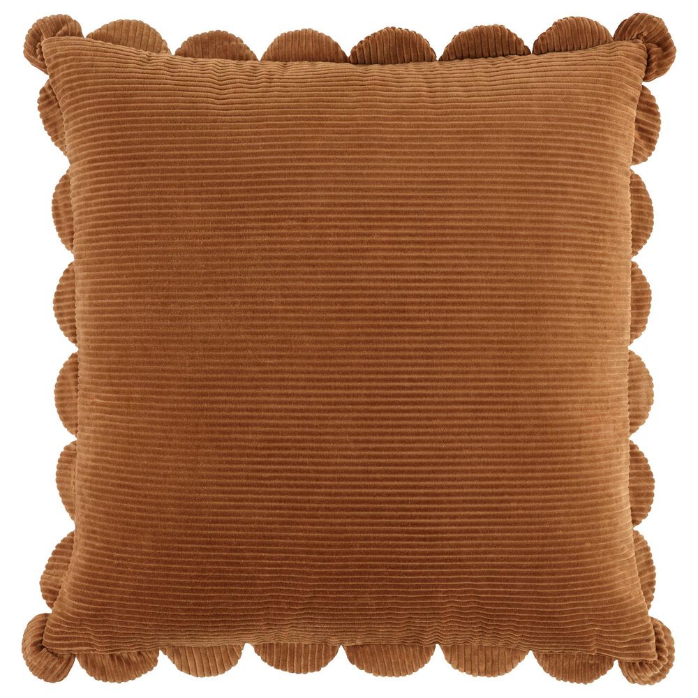 Surya Corduroy Quarters 20" Square Throw Pillow in Chesnut, , large