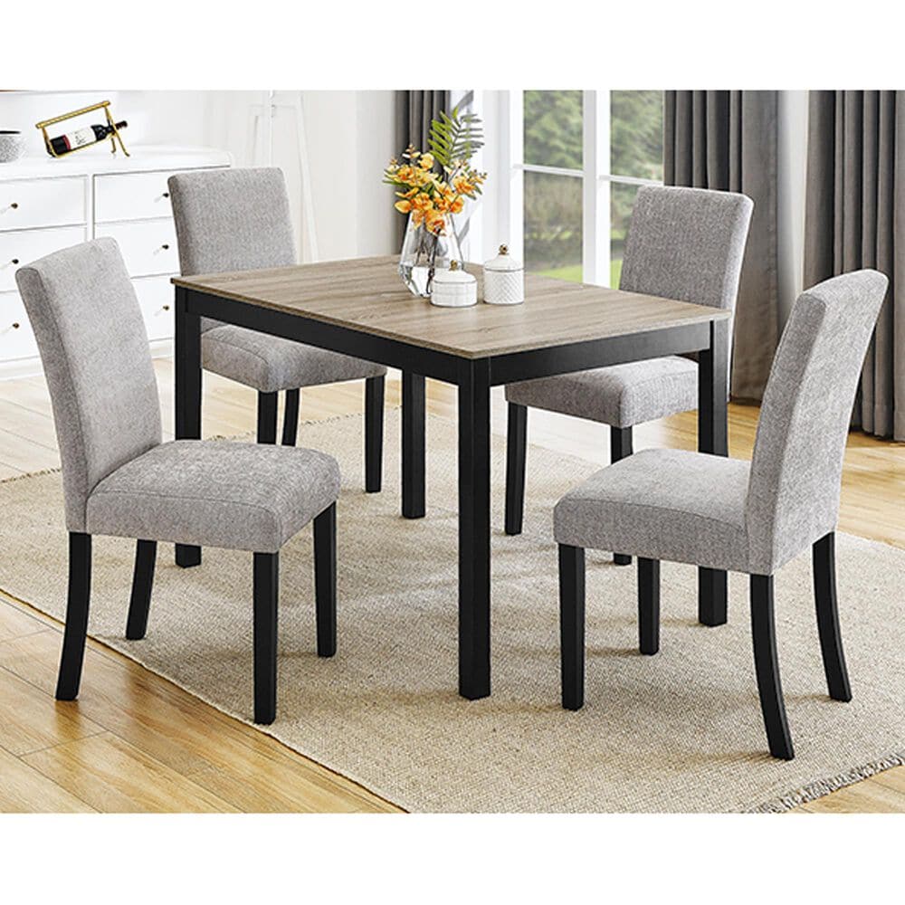 CROWN MARK Forana 5-Piece Rectangular Dining Set in Natural and Black, , large