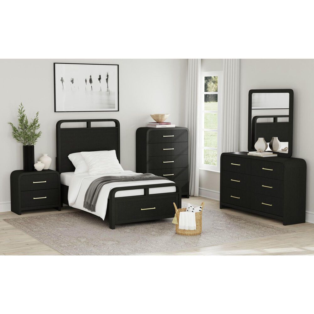 Mayberry Hill Ridgemont Twin Storage Panel Bed in Black, , large