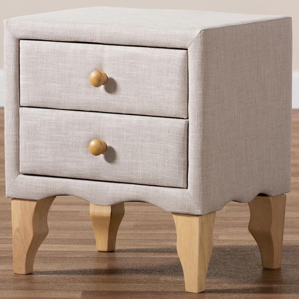 Baxton Studio Artis 2 Drawer Nightstand in Beige, , large