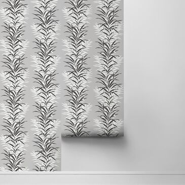 NextWall Leaf Stripe 216" x 20.5" Peel and Stick Wallpaper in Monochrome, , large