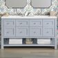 James Martin Vanities Breckenridge 60" Double Bathroom Vanity in Serenity Blue with 3 cm White Zeus Quartz Top and Rectangular Sinks, , large
