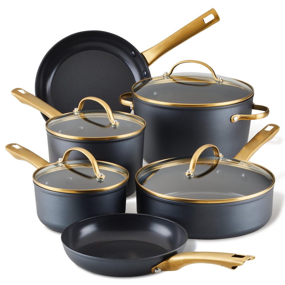 Faber Forged Induction 12-Piece Ceramic Nonstick Cookware Set in Black and Gold, , large