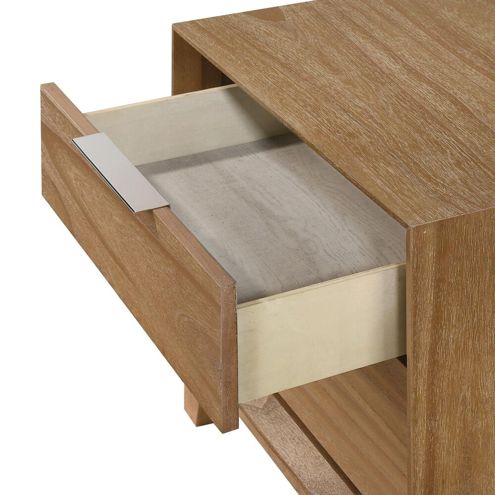 Crown Mark Florian 2 Drawer Nightstand in Light Brown, , large