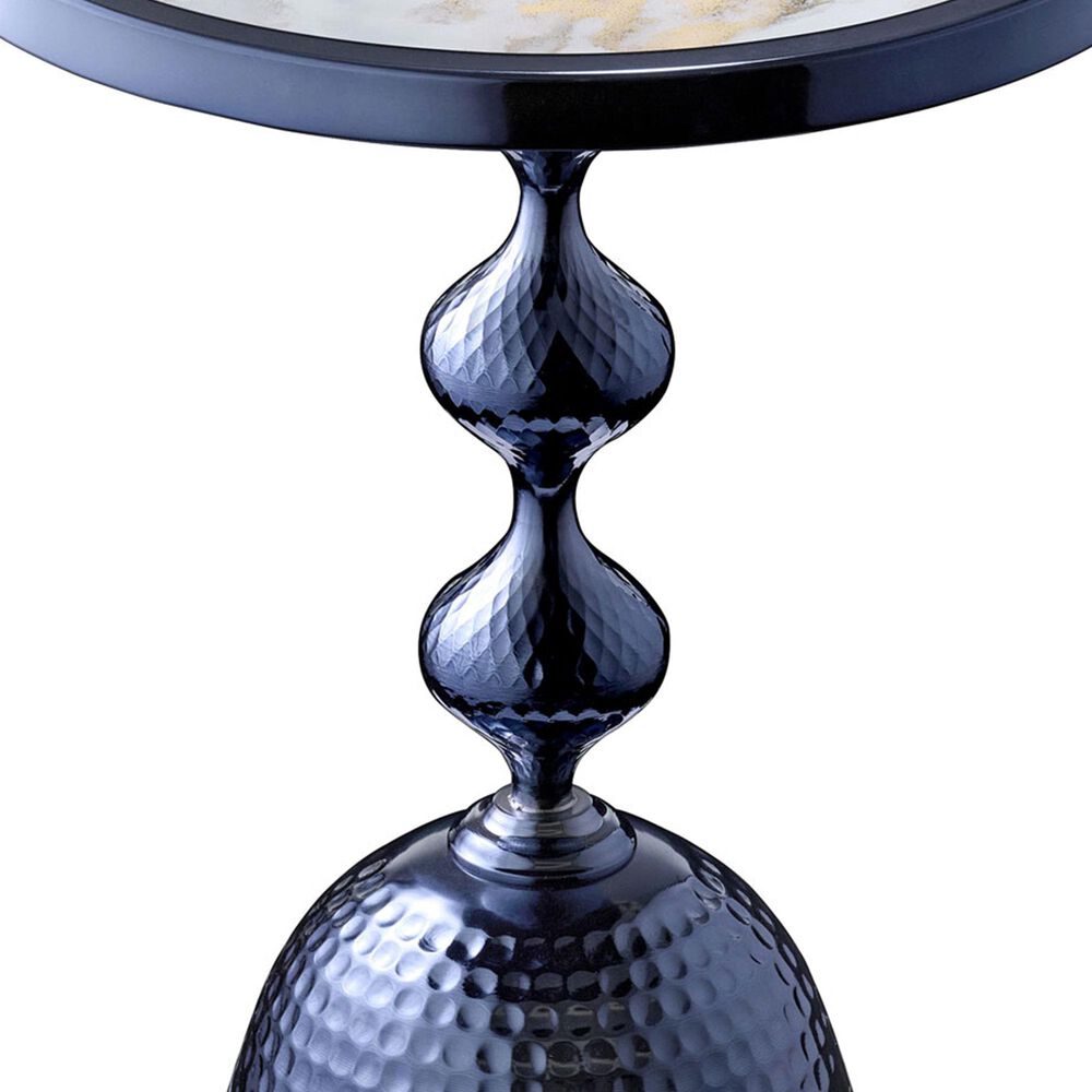 Furniture of America Gleam Round End Table in Polished Blue and Ocean, , large