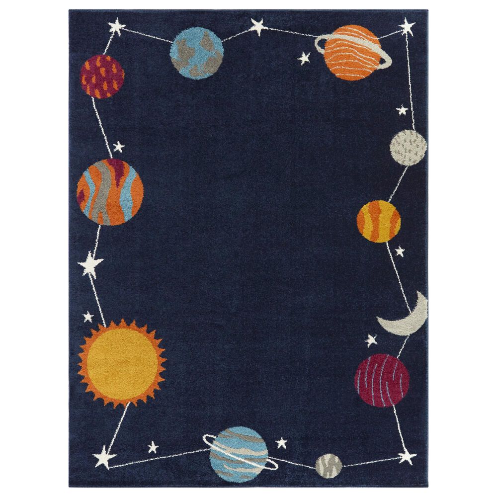 Balta Rugs Planet Border 3"11" x 5"7" Navy Blue Kids Area Rug, , large
