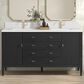 James Martin Vanities Myrrin 60" Double Vanity in Carbon Oak with Single Hole and 3 cm White Zeus Quartz Top & Backsplash, , large