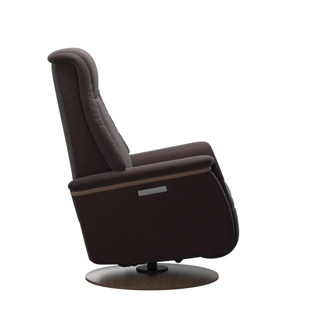 Stressless Max Small Swivel Power Recliner in Paloma Oxford Chocolate, , large