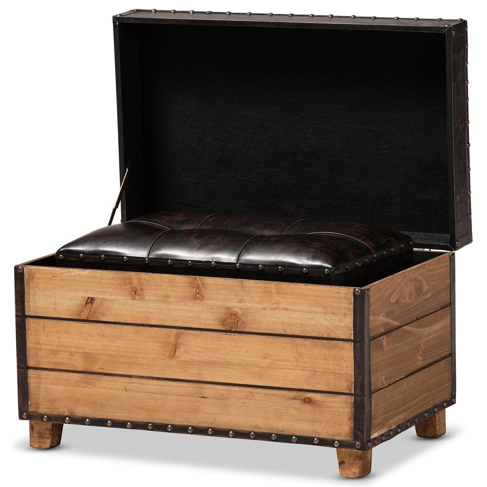 Baxton Studio Marelli 2-Piece Storage Ottoman Set in Dark Brown, , large