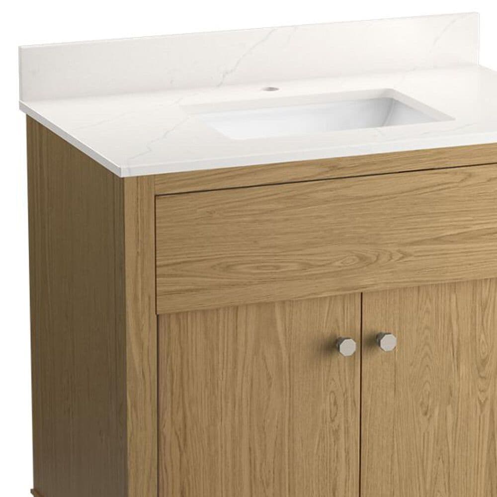 Kohler Alouette 36" Single Bathroom Vanity in Light Oak with 2 cm White Quartz Top and Rectangular Sink, , large