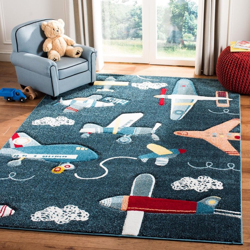 Safavieh Carousel CRK167 4&#39; x 6&#39; Navy and Ivory Kids  Area Rug, , large