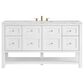 James Martin Vanities Breckenridge 60" Single Bathroom Vanity in Bright White with 3 cm Ethereal Noctis Quartz Top, Rectangular Sink and FreePower Wireless Charger, , large