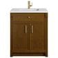 James Martin Bellshire 30" Single Bathroom Vanity in Honey Oak with Single Hole 3 cm White Zeus Silestone Top and Rectangular Sink, , large