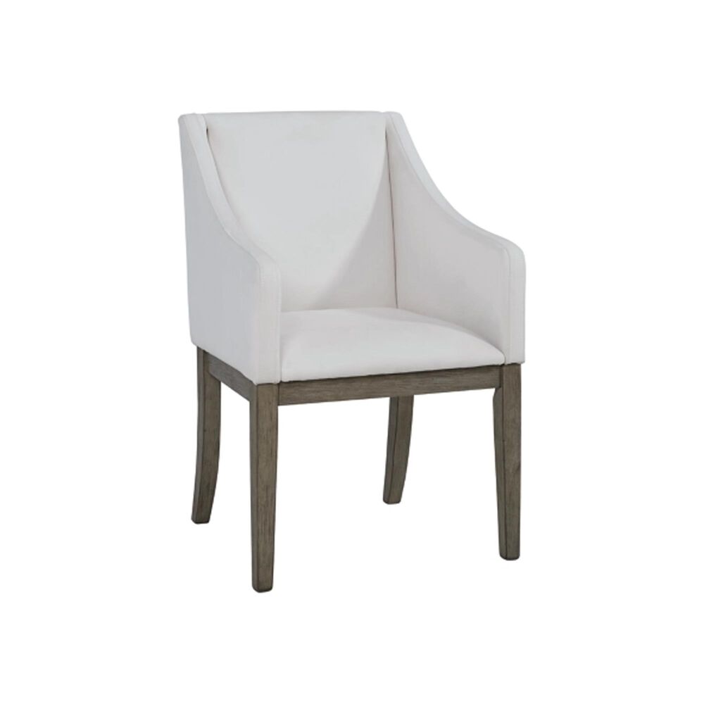 Millennium Anibecca Dining Upholstered Arm Chair with Off White Cushion in Weathered Gray, , large