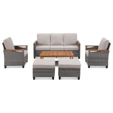Sunwell Garden 6-Piece Patio Chat Set with Two Ottoman in Beige, , large