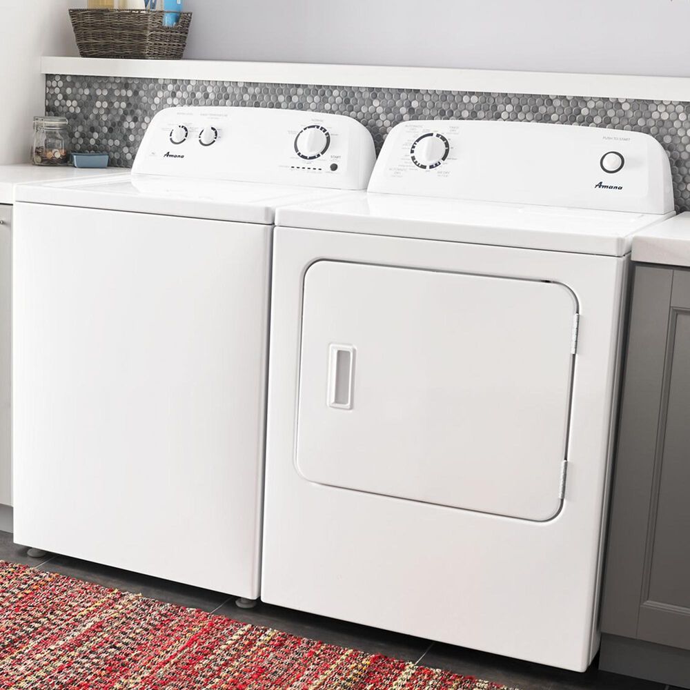 Amana 3.5 Cu. Ft. Top Load Washer and 6.5 Cu. Ft. Electric Dryer in White, , large